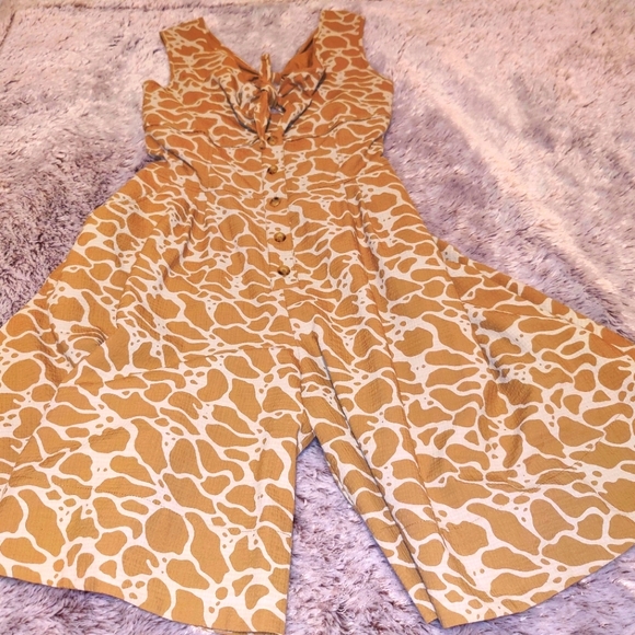 Brown and Cream Patterned Jumpsuit by B Store- Savile Row London - Picture 1 of 6